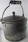 Antique vtg Primitive Rustic Metal Tin Berry Bucket Lunch Pail Wood 1800s 19th C