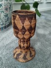 Antique Vtg Philippine Filipino Woven Tribal  Basket Pedestal