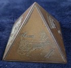 Vintage Antique Bronze Brass Metal Egyptian Hieroglyphs Small Pyramid 2 