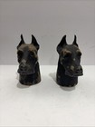 Vintage Art Pair Great Dane Dog Heads Resin Sculpture Bust Bookends