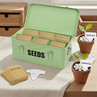 Seed Saving Box Metal Organizer Container Storage Bin Envelopes Labels