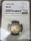1875-s Liberty Seated Silver Twenty-cent Piece Ngc Ms 63 Nice Toning
