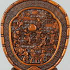 Chinese Exquisite Hand Carved Children Carving Boxwood Fan