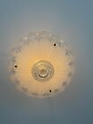 Antique Vintage Art Deco Ceiling Chandelier Glass    3 Chain Light Fixture   