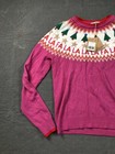 Boden Sweater Womens S Pink Crewneck Christmas Fair Isle Pom Pom Holiday Ugly