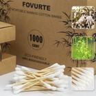 Fovurte Bamboo Cotton Swabs 1000 Count - Round Q Tips Organic Cotton Swab Natura