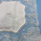 Beautiful Vtg Antique White Wedding Hankie Linen Lace Small  9   x8   