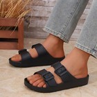 Mens Eva Slide Sandals Double Strap Adjustable Buckle Flat Slip On Beach Shoes