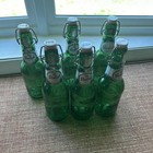 Set Of 6 Vintage Grolsch Beer Green Glass  Bottle Porcelain Flip Swing Top  