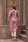 Indian Pakistani Kurti Women Pink Paisley Printed Straight Kurta For Summer Sea 