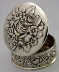 Pretty German 800 Solid Silver Box C1930 Roses Flowers 2 Inch Antique