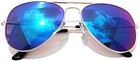Blue Reflective Mirror Colored Lens Sunglasses Aviator Gold Metal Frame Men Uvb