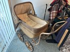 Antique Wood Metal Baby Carriage Buggy Stroller