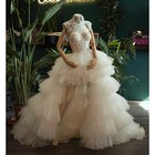 Luxury Evening Dresses High Collar Flowers Sequined Ball Gowns Prom Dresses