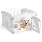 Dog Playpen Plastic Pet Playpen 4 6 Panel 24in Lockable Sliding Door Suction Cup