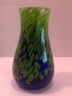 Vintage Murano Like Art Glass Vase Cobalt Blue   Green - 7 h