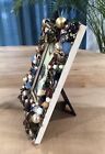 Handcrafted Vtg Jeweled Picture Frame     Jewelry Art Made W recycled Items