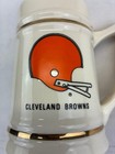 Vintage Cleveland Browns Nfl Ceramic Beer Stein Coffee Mug Gold Trim Helmet Logo