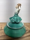Vtg Art Deco Lady Powder Jar Trinket Box Made In Japan 20s 30s 40s Nouveau Retro