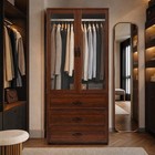 71  Wooden Armoire Wardrobe Closet Furniture With 3 Drawers 2 Doors Hanging Rod