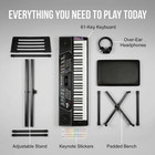 Rockjam Rj5061 61 Key Keyboard Piano Kit With Stand  Bench   Headphones