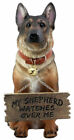 Ebros Old Faithful German Shepherd Dog Statue W  Jingle Collar And Greeter Sign