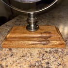 Vintage Kensington Place London Stainless Steel Clock With Wood Base 