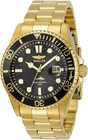 Luxurious Men s Quartz Pro Diver Watch - Black Dial  Gold Stainless Steel 43mm