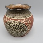 Vintage Jerusalem Clay Pottery Vase Adi Israel 4 Inch Tall Brown Green