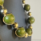 Vintage Mid Century Modern Avacado Green Beaded Necklace Retro