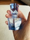 Vintage Art Deco Blue Glass Perfume Bottle W  Stopper Faceted Czech Style Vanity