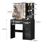 Black Vanity Makeup Dressing Table Set With Mirror Led Lights   4 Drawers Desk