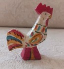 Vintage Painted White Wooden Dalarna Sweden Dala Rooster 2  Swedish Folk Art