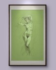 Original Mixed Media Female Portrait Figure Drawing Toned Paper  Size  5 5x8 5 