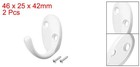 2pcs Wall Mounted Hook Robe Hooks Single Coat Hanger Hanging Zinc Alloy White