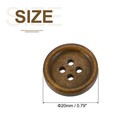 Uxcell 50pcs Wooden Buttons  20mm 13 16   4 Hole Round Wood 20mm  Brown