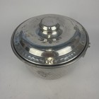 Vtg Hammered Aluminum Ice Bucket With Lid And Handles  l05  Made In Italy