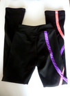 Ice Figure Skating Pants Black Leggings Pink Spiral Girls Sz 10-12