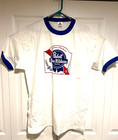 Vintage Pabst Blue Ribbon Beer Mens Xl Tee Shirt Rare White Trimmed In Blue 