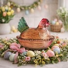 Vintage-style Glass Hen On Nest Dish With Lid  Colorful Pedestal Candy Bowl