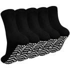 Non Slip Socks Men  Women Grip Anti Slip Socks For Seniors 10-13 Black-5pairs