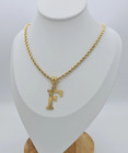 Gold Initial Necklace  3 5mm French Rope Chain  14k Heavy Plated Gold