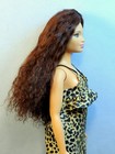Barbie Doll Wig Size 4 Tibetan Lamb Mohair Ooak Custom  52 Dark Reddish-brown