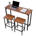 3-pc Bar Table Set With 2 Stools  47  Rectangular Pub Table  Rustic Brown