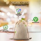 100  Cotton Reusable Produce Muslin Bags     Multipurpose Drawstring Storage Pouch