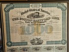 Framed 1866 Boston Hartford Erie Railroad New England Co Nynh hrr  1k Bond Stock