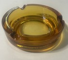 Vintage Amber Glass Ashtray Round