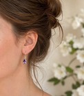 Small Lab Made Amethyst Earrings Sterling Silver   February Birthstone