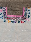 Vtg Mexican Huipil Top Hand Embroidered Boho Artisan Folk White Eyelet Blouse M