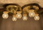 Pair Set 2 Rewired Antique Vtg Art Deco Flush Mount Ceiling Light 1920s 1940 10   